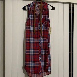 Super soft red plaid midi dress